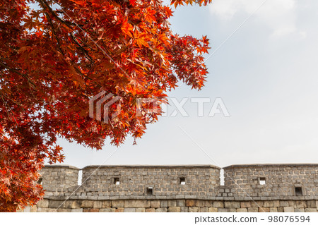 autumn landscape, scenery of Suwon Hwaseong in Korea 98076594