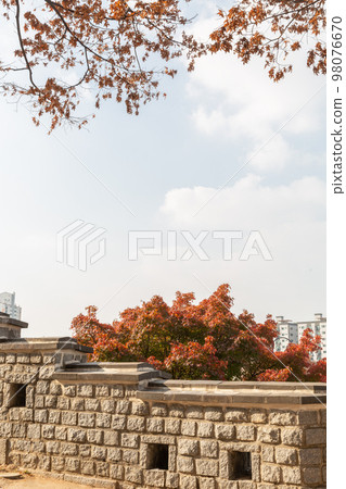 autumn landscape, scenery of Suwon Hwaseong in Korea 98076670