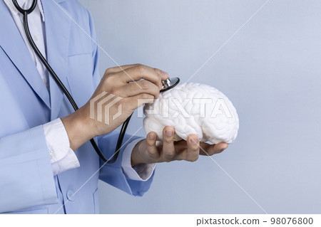 brain health and dementia series_examine a brain model with a stethoscope brain health and dementia series_examine a brain model with a stethoscope 98076800