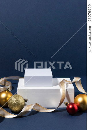 christmas decorations and display background_sqaure tray and ribbon ornament christmas decorations and display background_sqaure tray and ribbon ornament 98076909