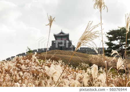 autumn landscape, scenery of Suwon Hwaseong in Korea 98076944