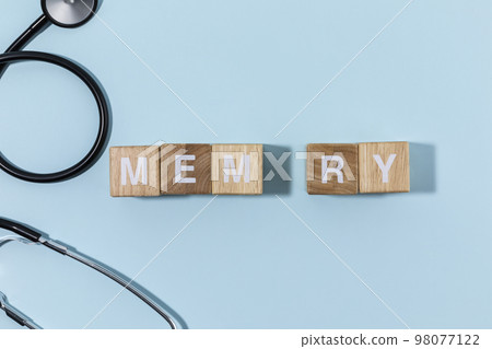 brain health and dementia series_ memory written block and stethoscope brain health and dementia series_ memory written block and stethoscope 98077122