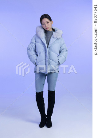 beautiful young Korean Asian woman portrait studio photo in winter skin beauty and cosmetics concept__weared padded beautiful young Korean Asian woman portrait studio photo in winter skin beauty and cosmetics concept__weared padded 98077641