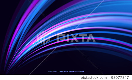 Abstract colorful neon light background with motion blur in line curve shape and sparkling effect. Futuristic light effect concept 98077847
