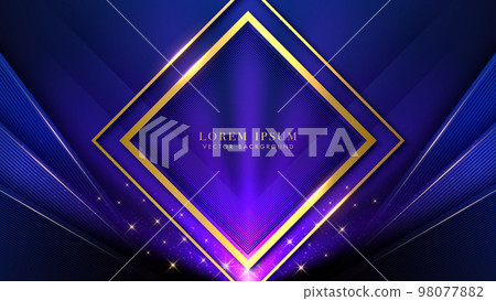 Blue luxury background with golden frame elements, shine dots effect and glitter light effect decoration Blue luxury background with golden frame elements, shine dots effect and glitter light effect decoration 98077882
