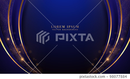 Blue luxury background with golden lines curve, shine dots effect and bokeh decoration. Elegant style design template concept 98077884