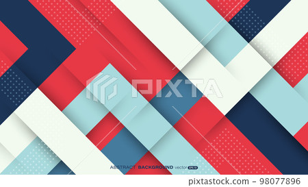 Geometric abstract background. Dynamic colorful shape and shadow on red background 98077896