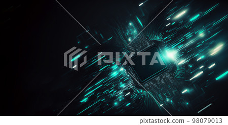 Cyber chip connecting to trancing lights with copy space 98079013