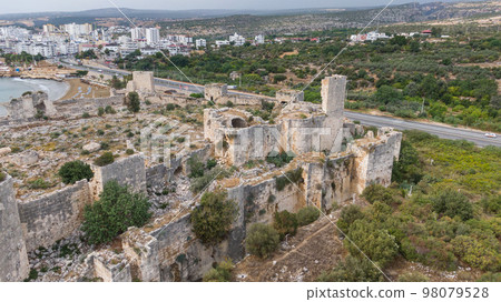 Maidens Castle Kiz Kalesi Drone Photo, Erdemli Mersin, Turkey 98079528
