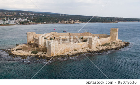 Maidens Castle Kiz Kalesi Drone Photo, Erdemli Mersin, Turkey 98079536