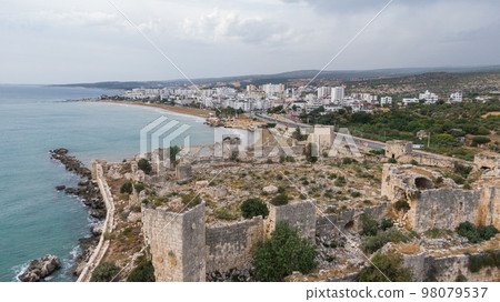Maidens Castle Kiz Kalesi Drone Photo, Erdemli Mersin, Turkey 98079537