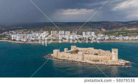 Maidens Castle Kiz Kalesi Drone Photo, Erdemli Mersin, Turkey 98079538