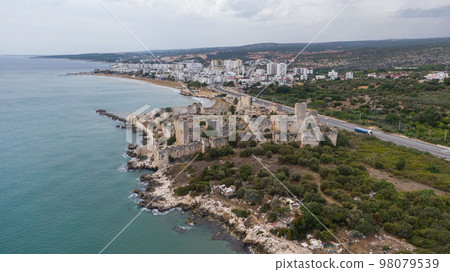 Maidens Castle Kiz Kalesi Drone Photo, Erdemli Mersin, Turkey 98079539