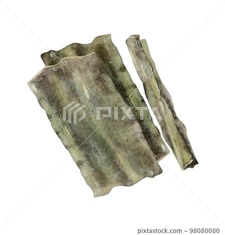 Kombu dashi 湯股票日本食品水彩插圖 98080080