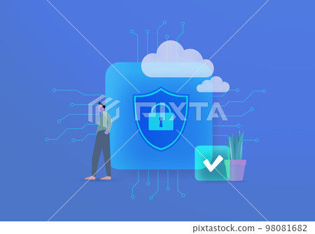 AI Powered Data Privacy and Security concept. Using Artificial Intelligence in Cybersecurity. Shield with keyhole icon illustration - business concept of data security and protection AI Powered Data Privacy and Security concept. Using Artificial Intelligence in Cybersecurity. Shield with keyhole icon illustration - business concept of data security and protection 98081682