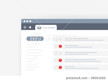 E-Mail service interface with 5 new messages... - Stock Illustration ...