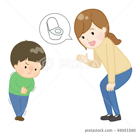 媽媽與忍著排便衝動的孩子交談 98081880