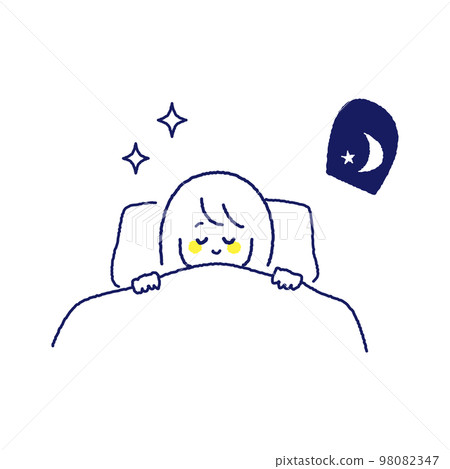 girl sleeping comfortably at night 98082347