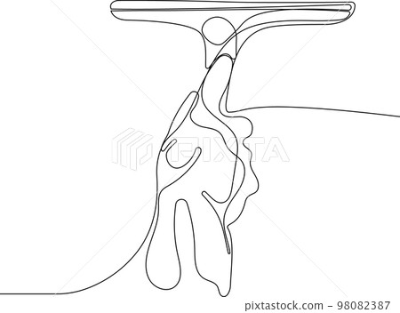 Continuous one line drawing of Hands in rubber glovt. Easy to place your text and brand logo. Vector illustration 98082387