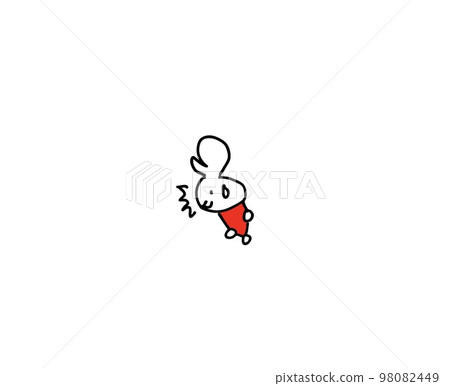 Rabbit in red clothes Surprised 98082449