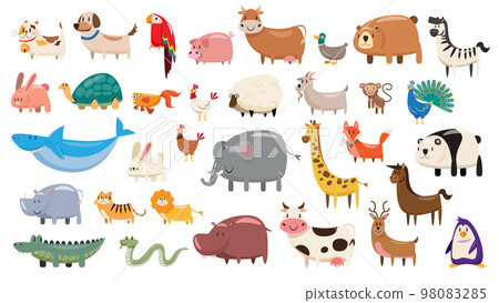 set of animals wildlife character vector illustration 98083285