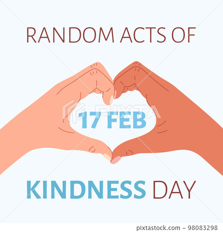 Poster for Random Acts of Kindness Day with hands showing heart symbol on pastel blue background. 98083298