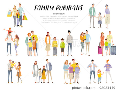 矢量圖素材：家庭、育兒一代、套裝 98083419
