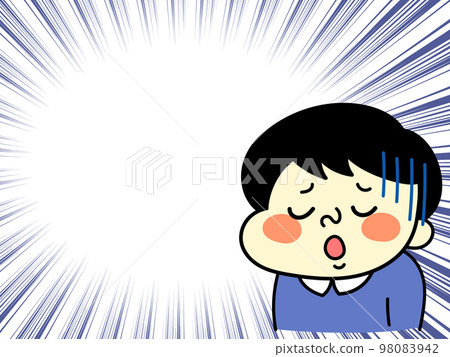 Comical male character illustration material with concentration line and sad expression 98083942