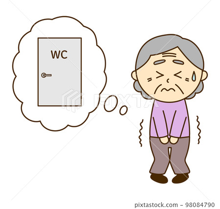 A senior woman holding back from wanting to go to the bathroom 98084790