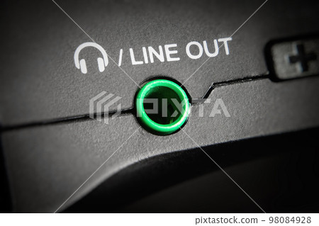 Close-up of line out trs 3.5 mm for headphones audio device 98084928