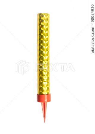 Cake fireworks gold color stick isolated on white background Cake fireworks gold color stick isolated on white background 98084930