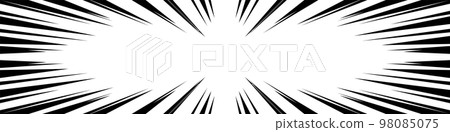 Horizontally long rectangular cartoon-style concentrated line material 98085075