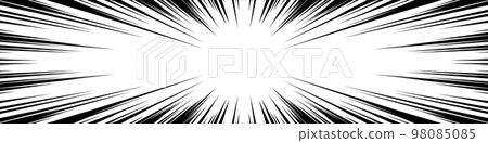 Horizontally long rectangular cartoon-style concentrated line material 98085085