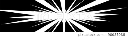 Horizontally long rectangular cartoon-style concentrated line material 98085086