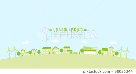 簡單城市景觀的插圖（可持續形象） 98085344