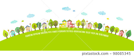 Illustration of ecology image with trees and houses 98085345