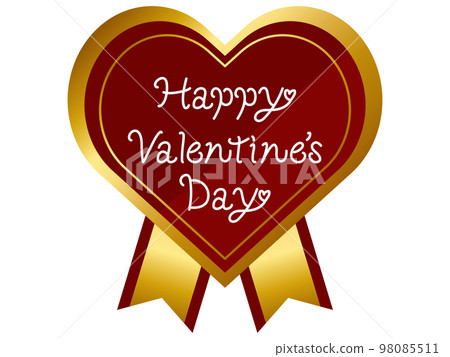 Heart and ribbon Valentine's Day logo Handwritten characters Heart and ribbon Valentine's Day logo Handwritten characters 98085511