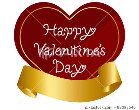 Heart and ribbon Valentine's Day logo Handwritten characters 98085546