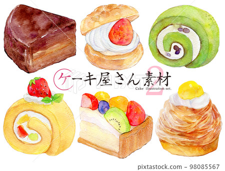 水彩插圖蛋糕套裝 98085567