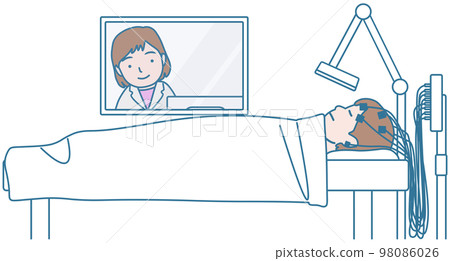 接受腦電圖檢查的患者和實驗室技術員 接受腦電圖檢查的患者和實驗室技術員 98086026