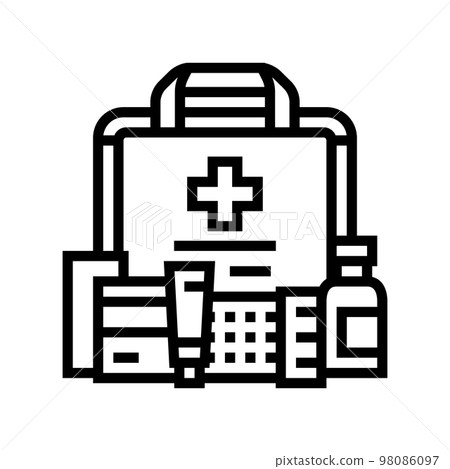 first aid kit health line icon vector illustration 98086097