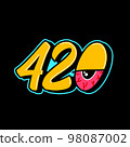 420 Sign With Red Stoned Eye Cannabis T-shirt Design in Cartoon Graffiti Style Illustration. 98087002