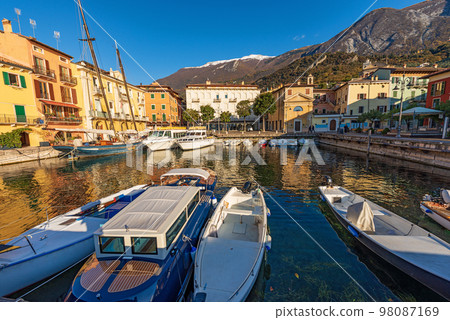 Small Port of Malcesine - Tourist Resort on Lake Garda Veneto Italy 98087169