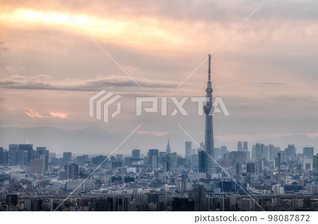 Ichikawa City, Chiba Prefecture: The evening view of Tokyo from the iLink Town Observatory 98087872