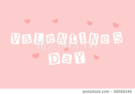 Valentines day cute pastel colored letters on pink background. Y2k retro vintage girly poster with hearts. 98088346