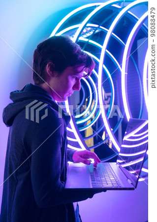 man inside virtual metaverse man inside virtual metaverse 98088479