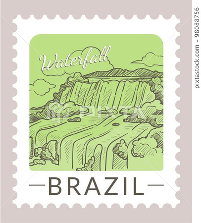 Brazil waterfall, landscape and nature postcard 98088756