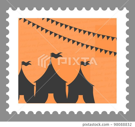 Attraction and amusement, tents and flags postcard Attraction and amusement, tents and flags postcard 98088832