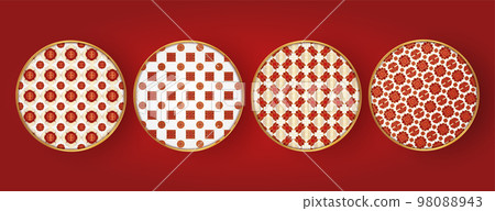 Traditional chinese round pattern frame. Oriental, japanese circle. 98088943