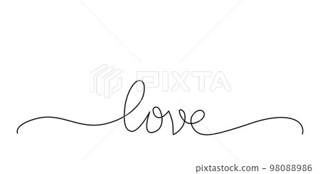Love - continues line quote. Vector stock illustration isolated on white background for invitation, poster, banner. Editable stroke. EPS10 Love - continues line quote. Vector stock illustration isolated on white background for invitation, poster, banner. Editable stroke. EPS10 98088986